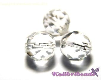 Fire polished Czech Glass Beads 8 mm - Crystal