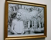 Tell Us A Story (ORIGINAL DRAWING) 9 1/2" x 7 1/2" in a 11" x 9" frame by Mike Kraus Tell Us A Story (ORIGINAL DRAWING) 9 1/2" x 7 1/2" in a 11" x 9" frame by Mike Kraus