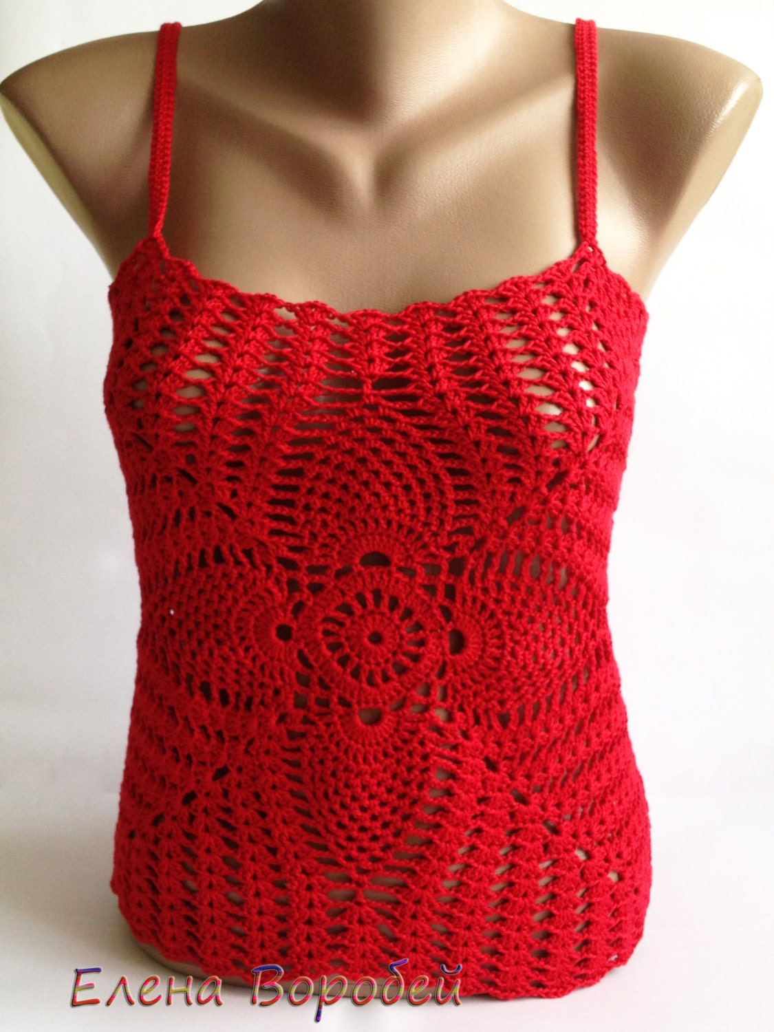 Top Flame sexy crochet top red crochet top by ElenaVorobey on Etsy