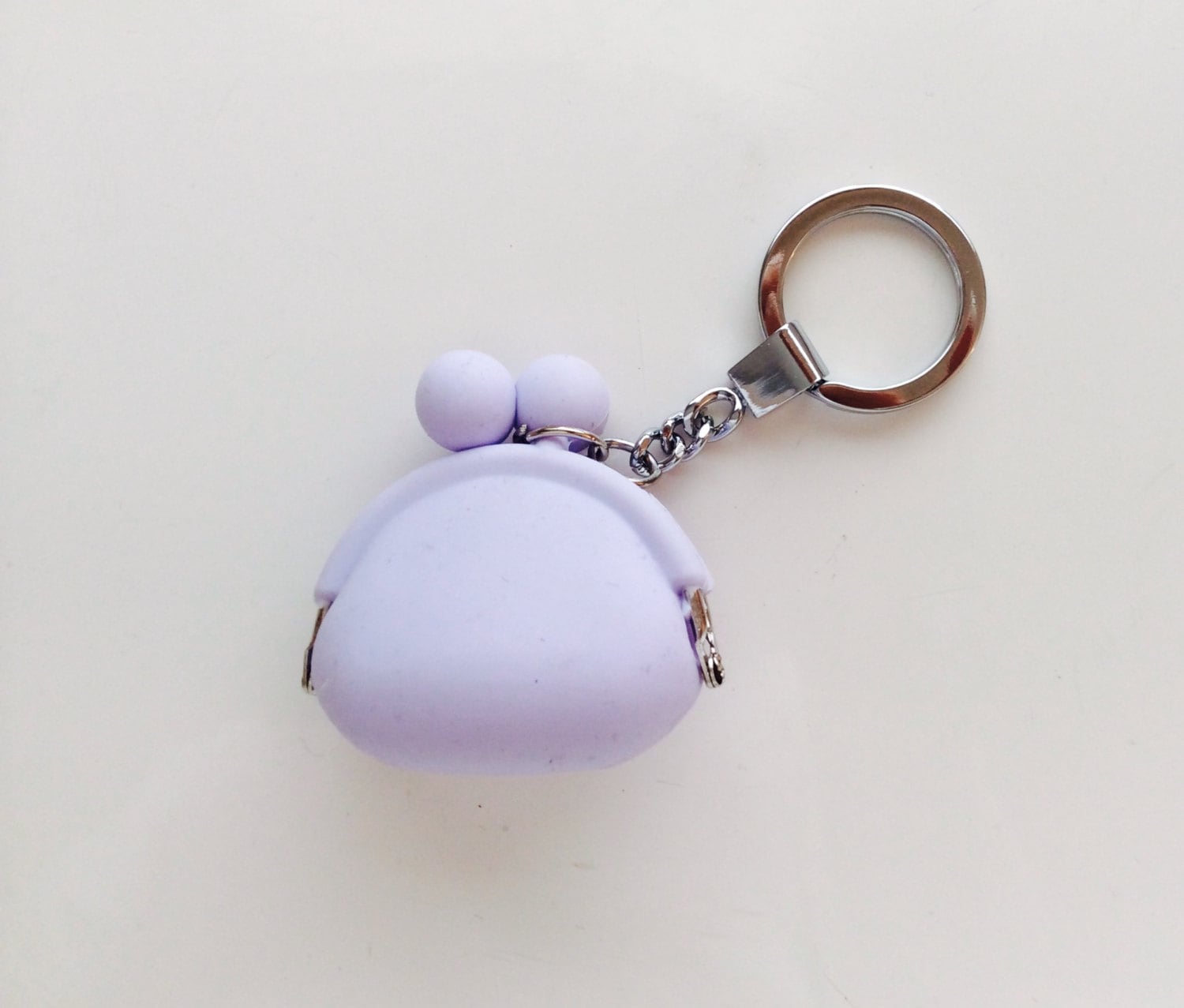 Silicone Mini Coin Purse Bag Small Keychain Key Ring Lavender