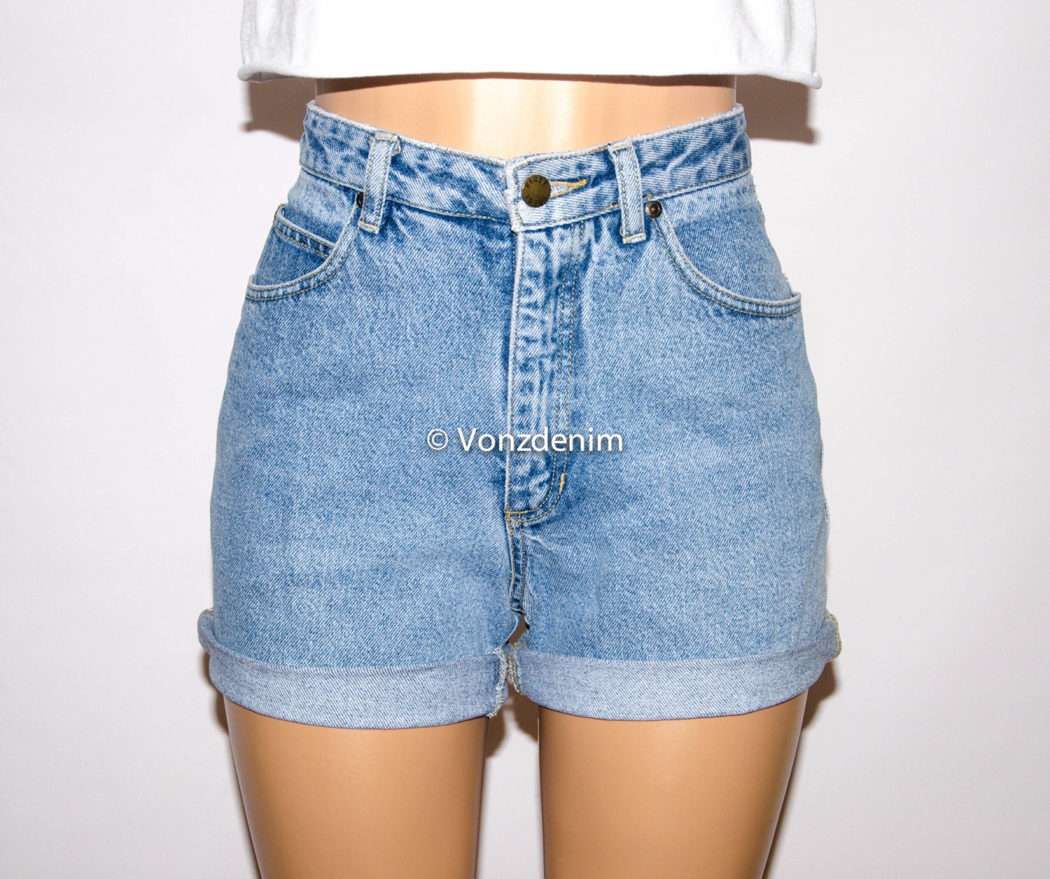 high waisted white denim shorts