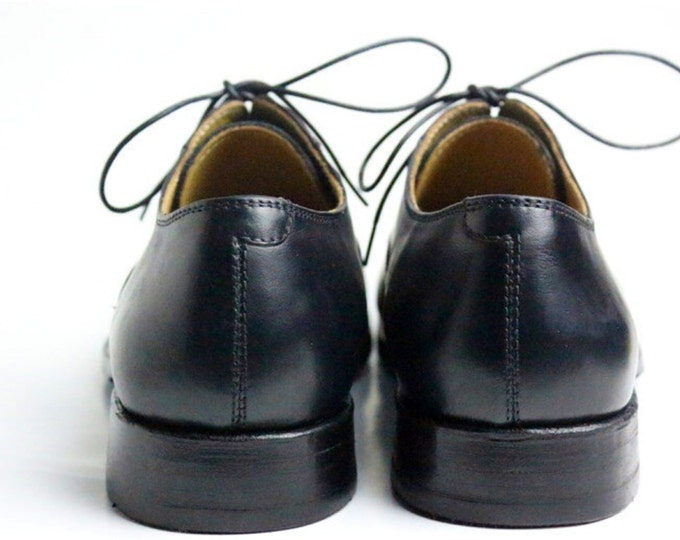Handmade Goodyear Welted Classic Oxford Men's Dress Shoes,Plain Captoe Extended Edition