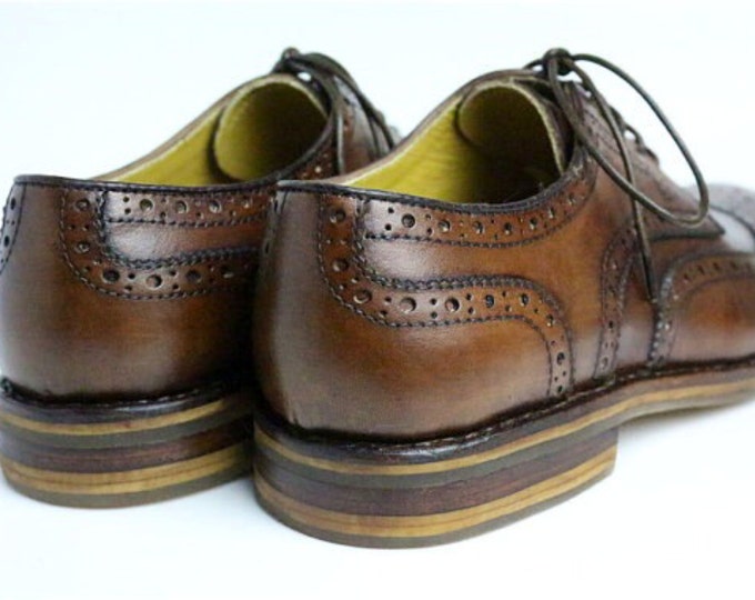 Brogue Carving Men's Shoes,Derby Pattern,Handmade Goodyear Welted Men Shoes