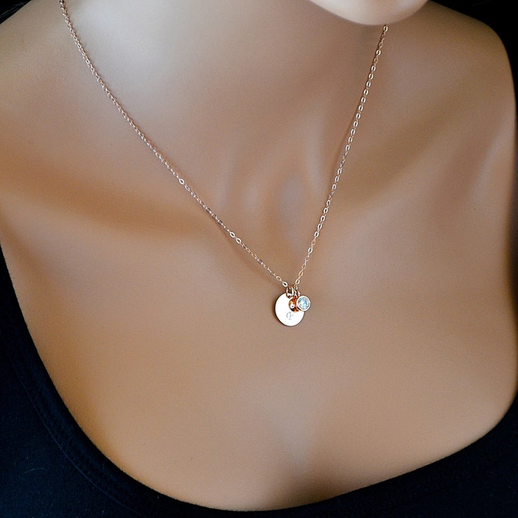 Rose Gold Initial Necklace Personalized Necklace by MalizBIJOUX