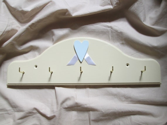 Hand-painted and decorated 5-hook Key Rack in Cream. Woodwork produced in support of a charity. Custom orders also available - Free postage