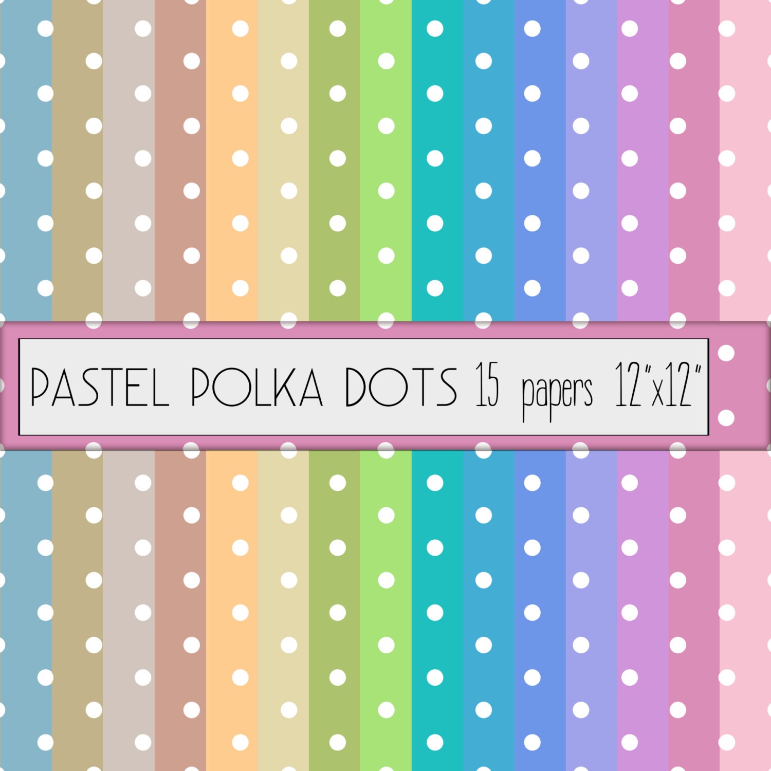 Cute Pastel Polka Dots Digital Scrapbook Paper Set by DGScrapbook