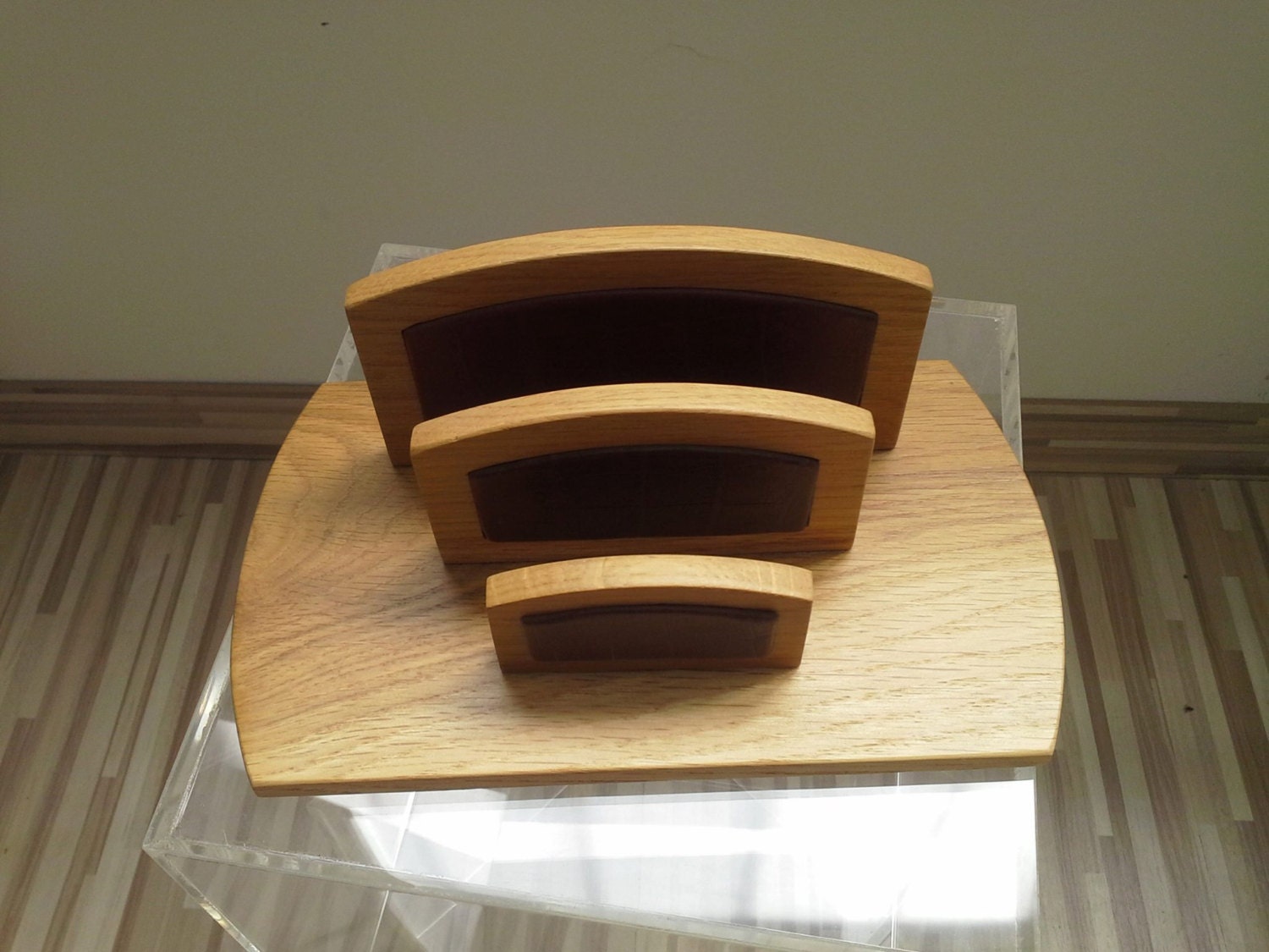 Envelope holder wooden desk by DesignOrigami on Etsy