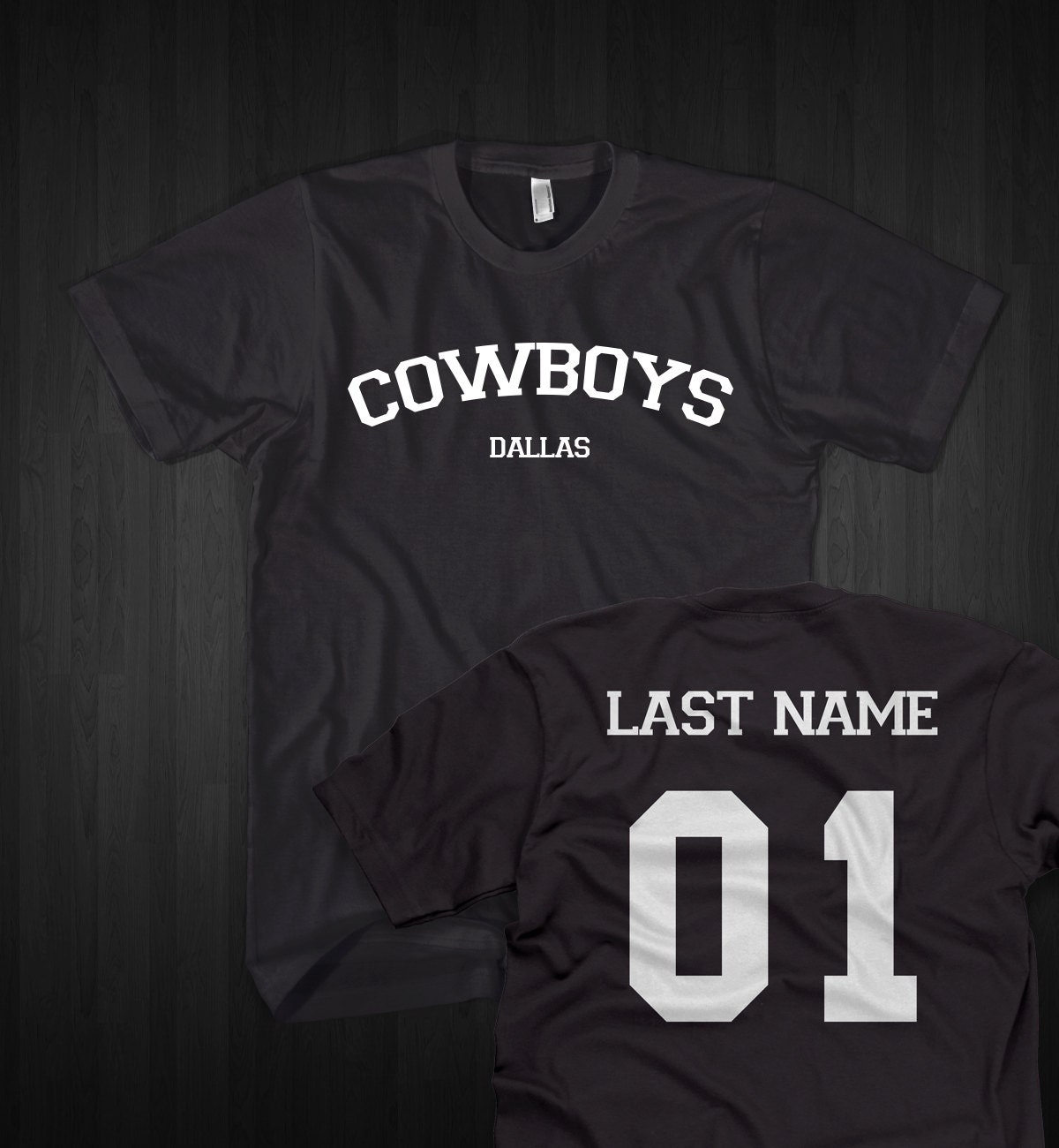 Personalized White on Black NFL TShirt by CustomBakedTees on Etsy