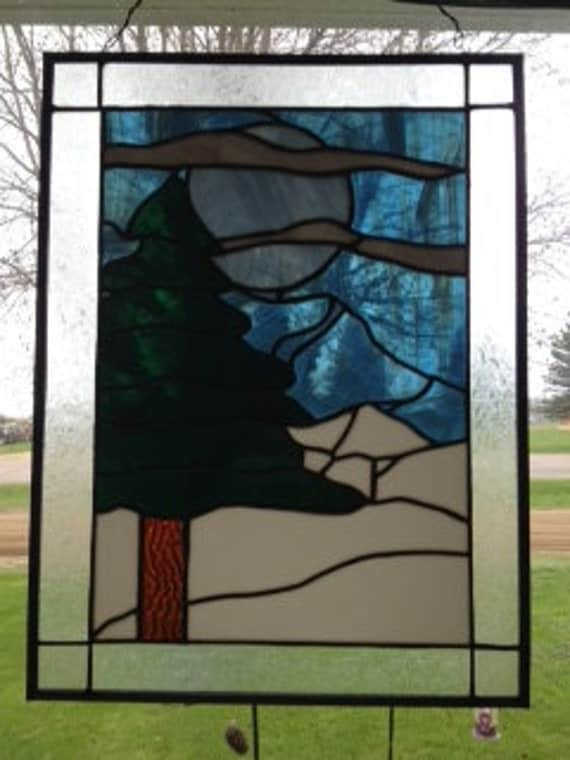 Items similar to Stained Glass Winter Scene on Etsy