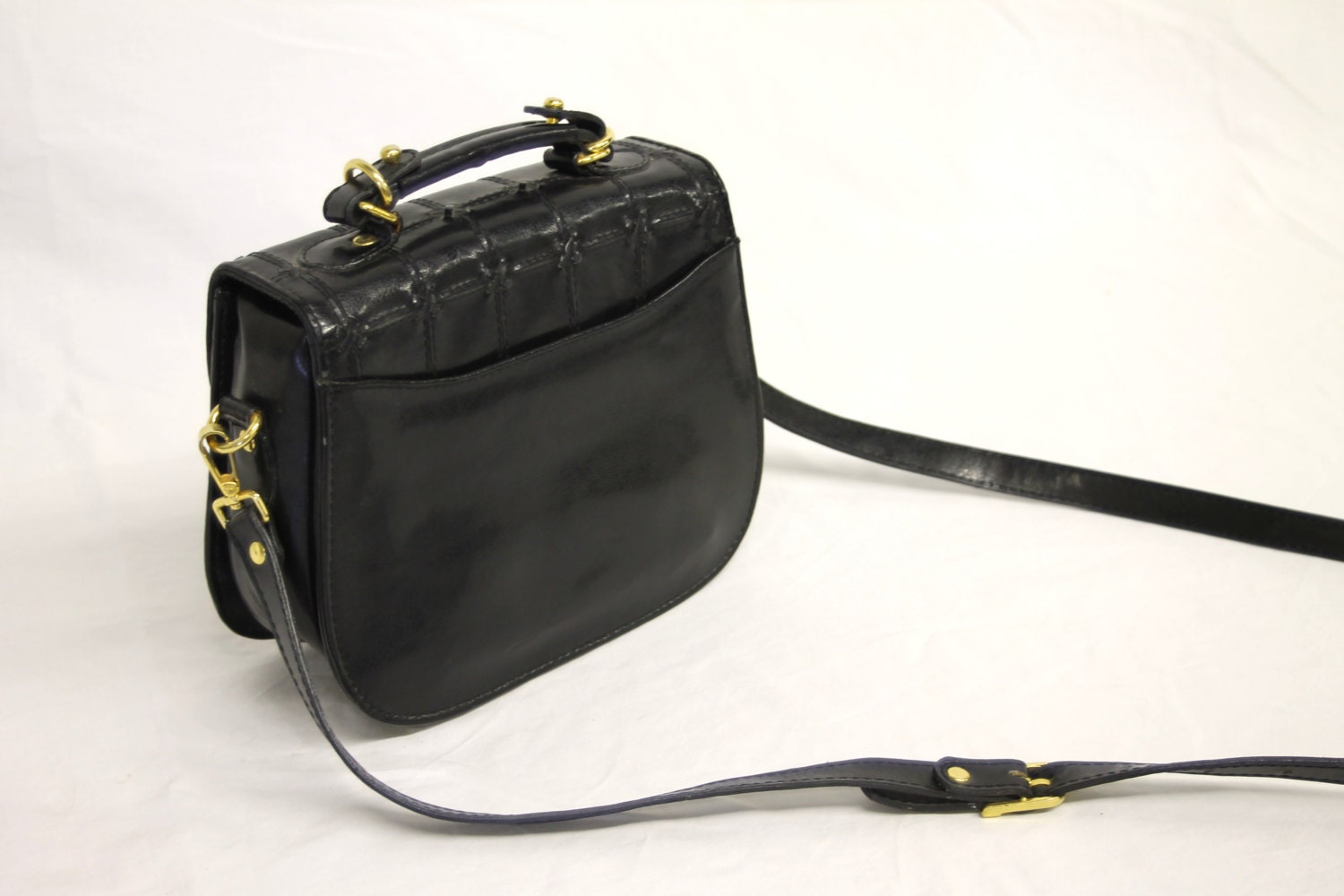 Authentic VERUCCI 90s VINTAGE Black Leather Handbag Cross Body