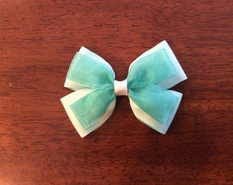 Teal Double Decker Hair Bow
