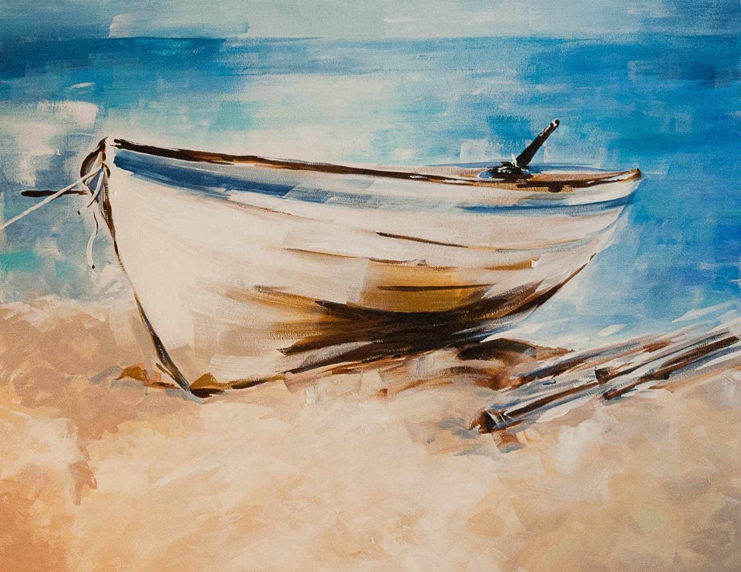 Beached Boat. Original acrylic painting on gallery wrapped