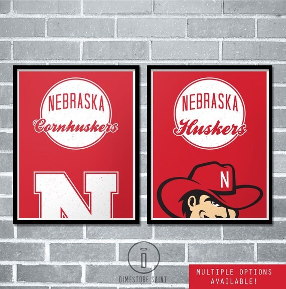 Nebraska Huskers Graphic Print University by DimestoreSaintDesign