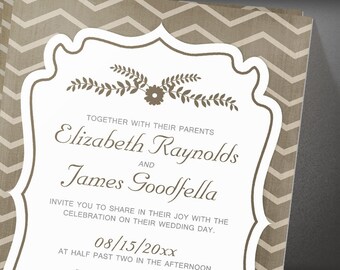 Brown Stripes Wedding invites