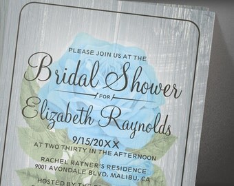 Blue Rustic Floral Bridal Shower invites