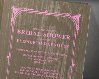 Brown Rustic Barn Wood Bridal Shower invites