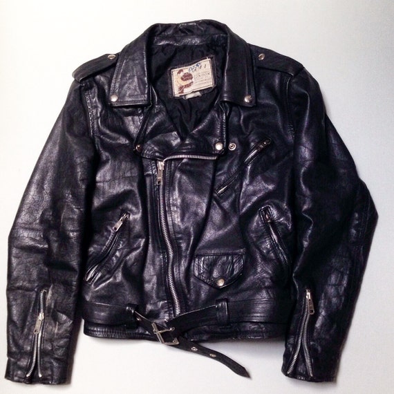 VTG Leather Motorcycle Jacket / A.M.I. by PeeWeesTrapHouse on Etsy