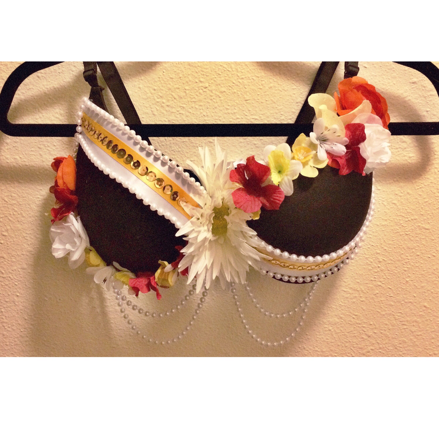 Black Flower Rave Bra By Stardustapparel On Etsy 