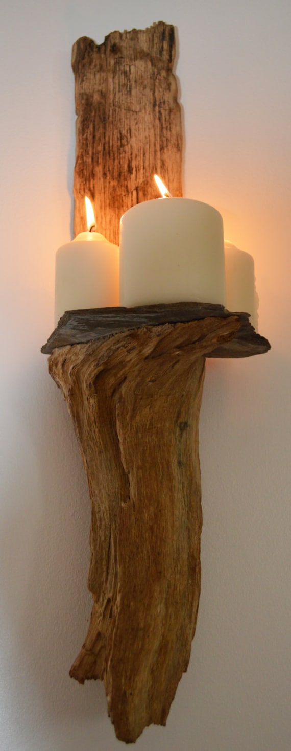 Driftwood and Slate Wall Sconce