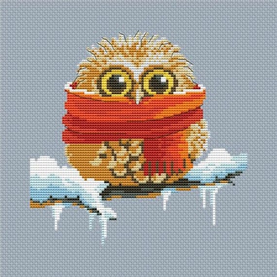 Cross stitch pattern PDF - Owl with scarf