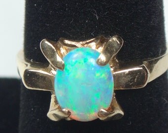 Antique Opal Ring Vintage Opal Ring Fiery Opal Ring 14k Gold Ring Arts ...