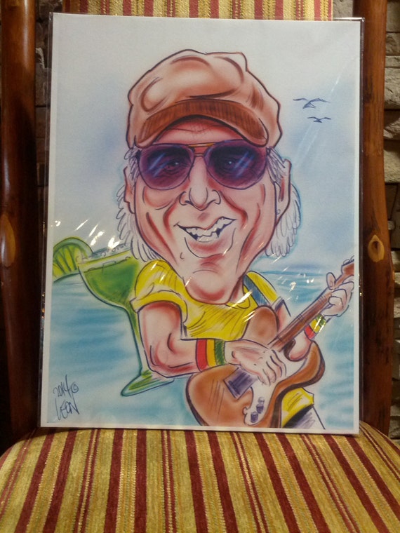 Jimmy Buffett Airbrush Caricature Print by LeontheArtist on Etsy