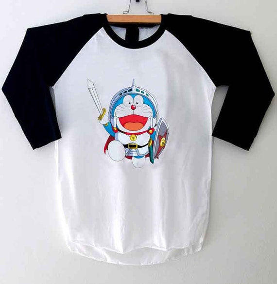 doraemon shirt Raglan Baseball Shirt Unisex by ngilerngpillow