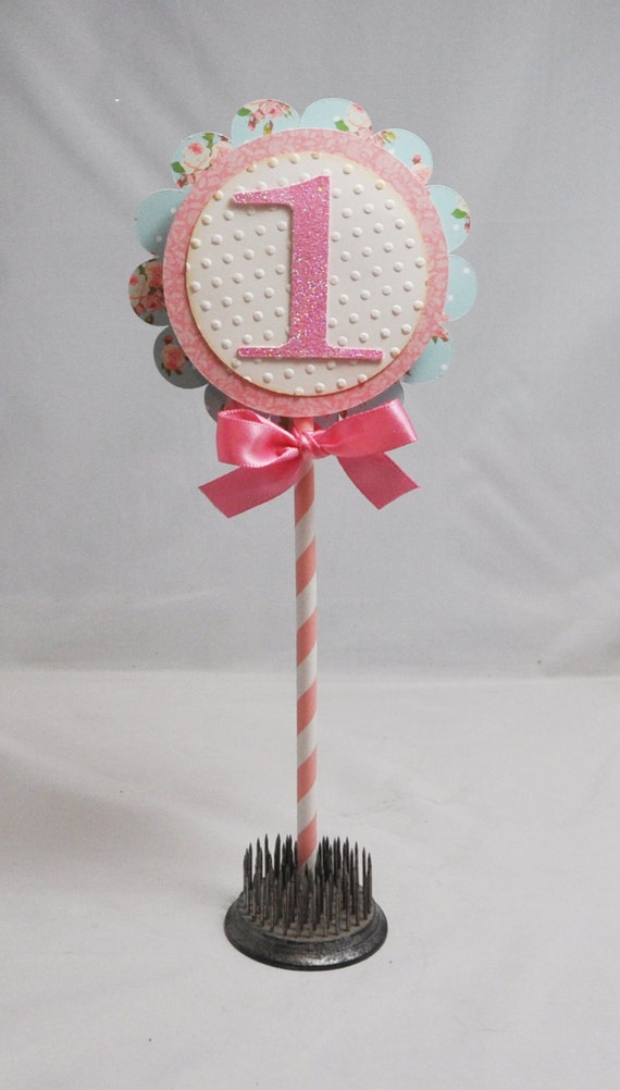 Blue Floral 1st Birthday Smash Cake Topper- Shabby Chic Il_570xn