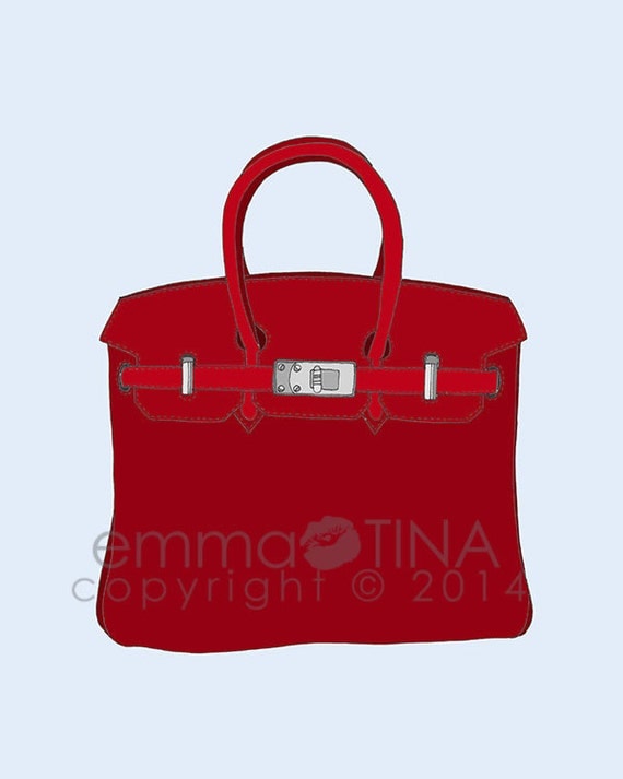 Hermes Birkin Red Fashion Illustration Art Print by emmakisstina