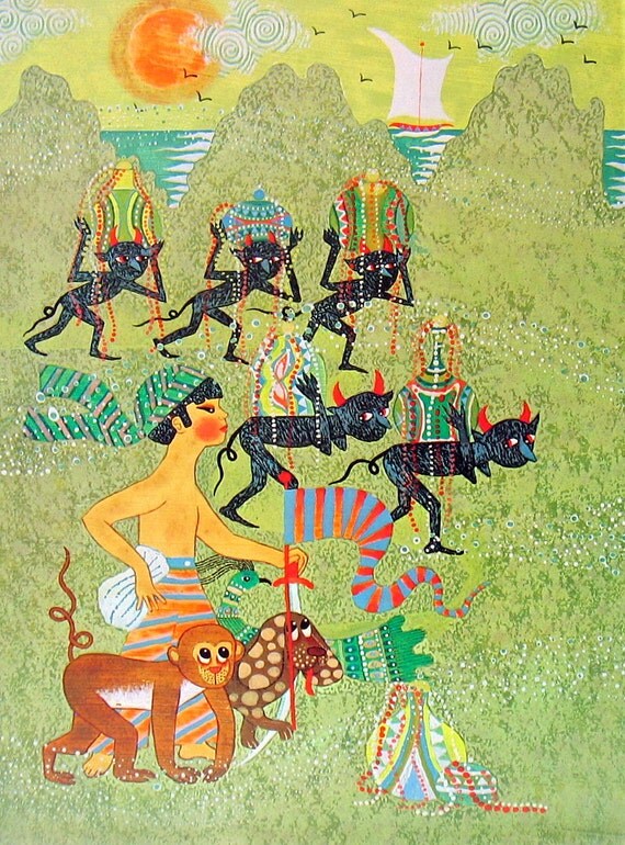 Momotaro The Peach Boy Story from Japan by mysunshinevintage