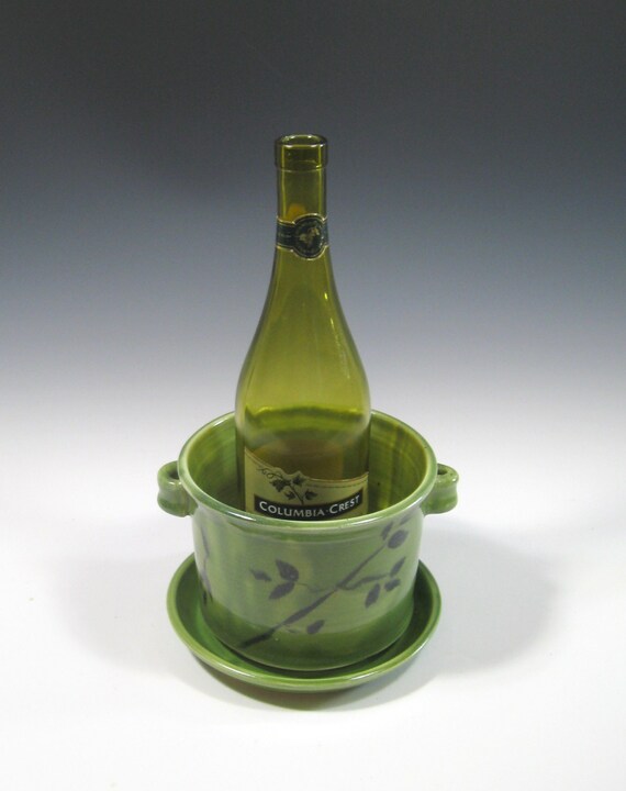 Ceramic Pottery Wine Chiller with coaster Flower Vase Utensil