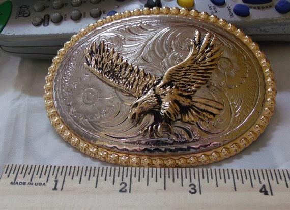 Vintage Made in Usa Soaring Eagle Belt Buckle Silver by jgcrafts43