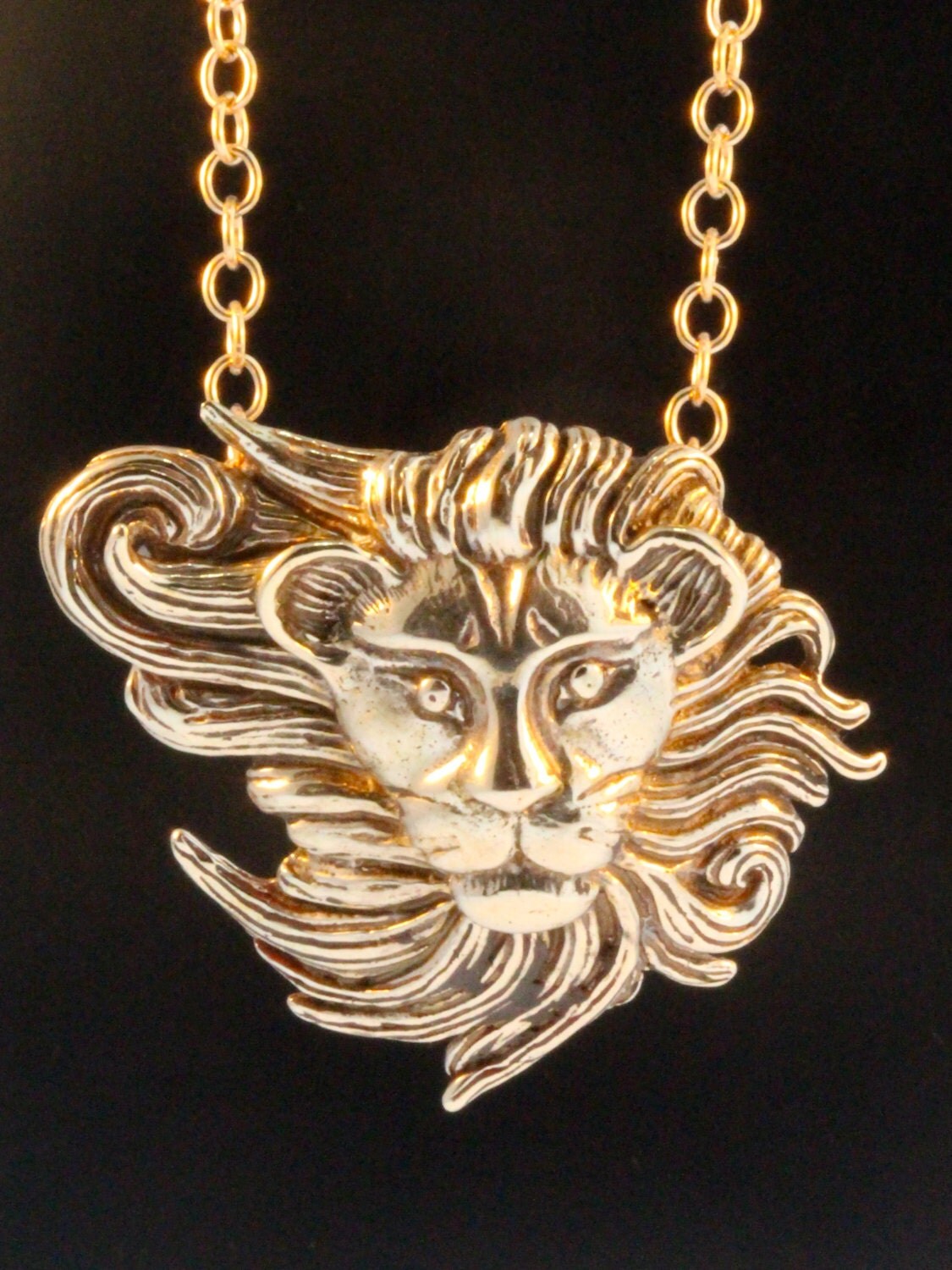 Bronze Cecil Lion Head Necklace Lion Pendant Lion Charm Lion