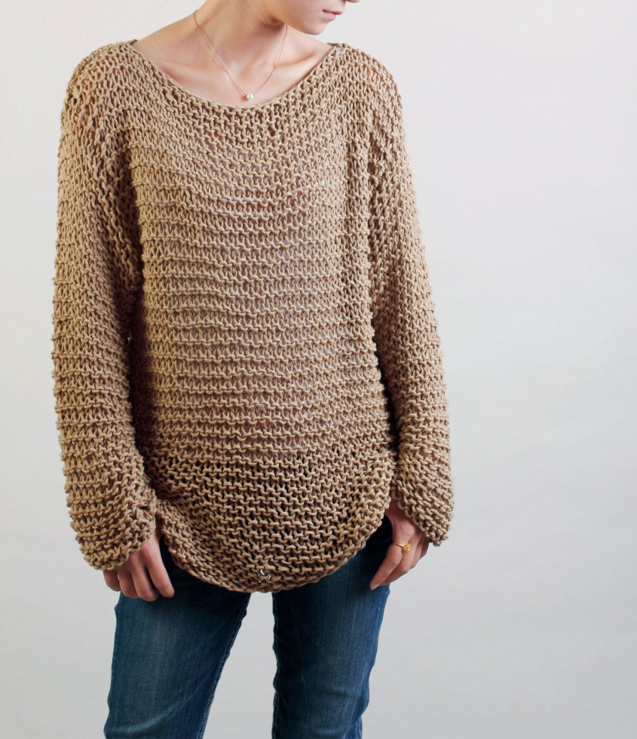 Simple is the best Hand knitted woman sweater Eco sweater