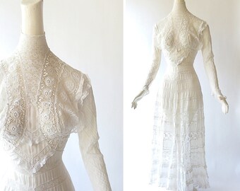 Antique Edwardian Dress / Vintage 1900s Dress / Edwardian Lace Dress ...