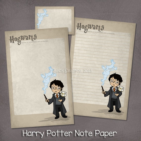 harry potter note paper stationery gift letter by beckadoodles