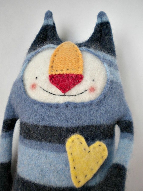 Stuffed Animal Cat Upcycled Sweater Repurposed by sweetpoppycat