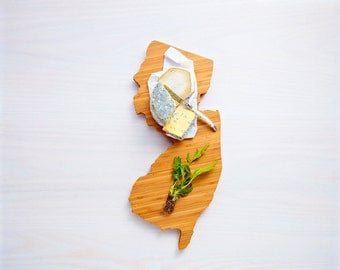 New Jersey Cutting Board 4th of july Gift Personalized engraved New Jersey cheese state shaped board