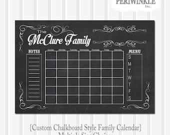 Chalkboard Calendar Printable Fully Cutomizable Mulitple Sizes available