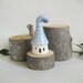 Garden Fairy House - With a Pale Blue Curly Roof - Handmade, Wheel Thrown