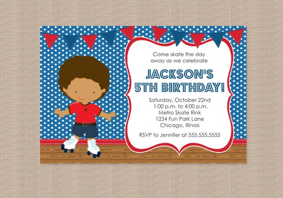 Roller Skating Boy Birthday Party Invitation 3 Il_570xn