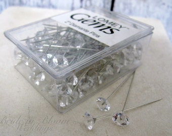 100 Gemstone pins corsage boutonniere pins wedding bouquet pins