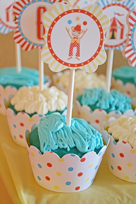 Carnival theme birthday party 2" cupcake toppers / favor tags instant download digital file - DIY Il_570xn