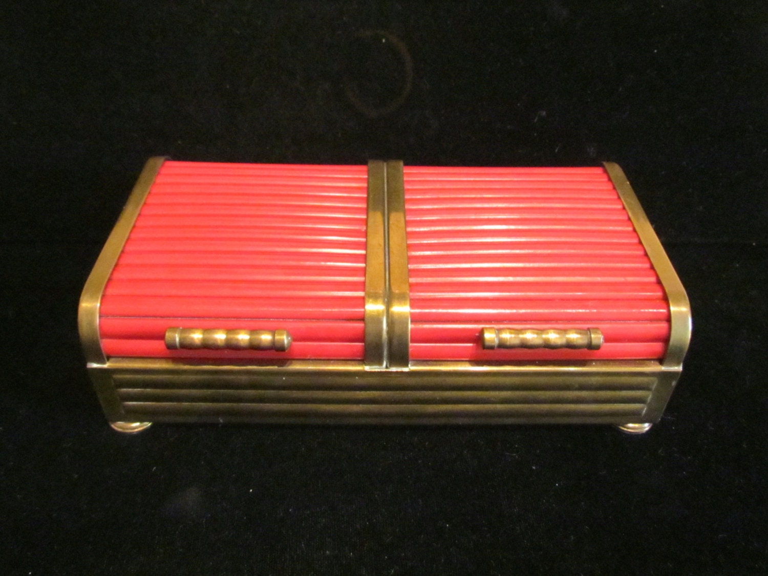 Vintage Park Sherman Cigarette Box Art Deco Roll Top Box Table