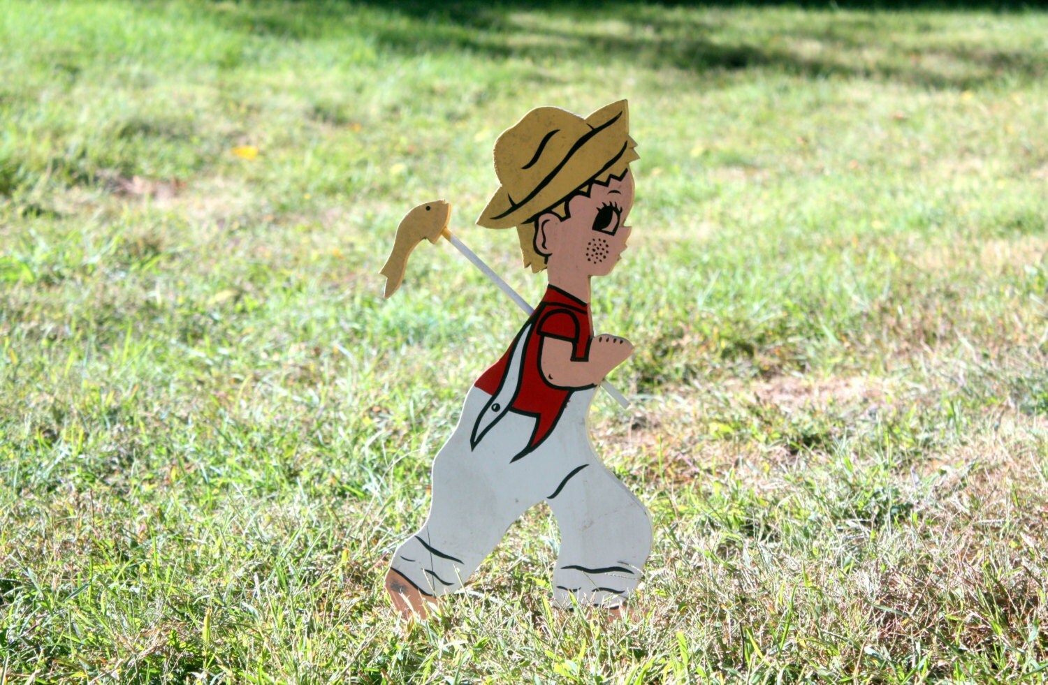 Vintage Wooden Lawn Ornament Hand Painted Wood by OneDecember