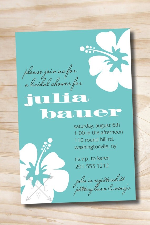 BOLD HIBISCUS Bridal Shower Party Event Printable Invitation Il_570xn