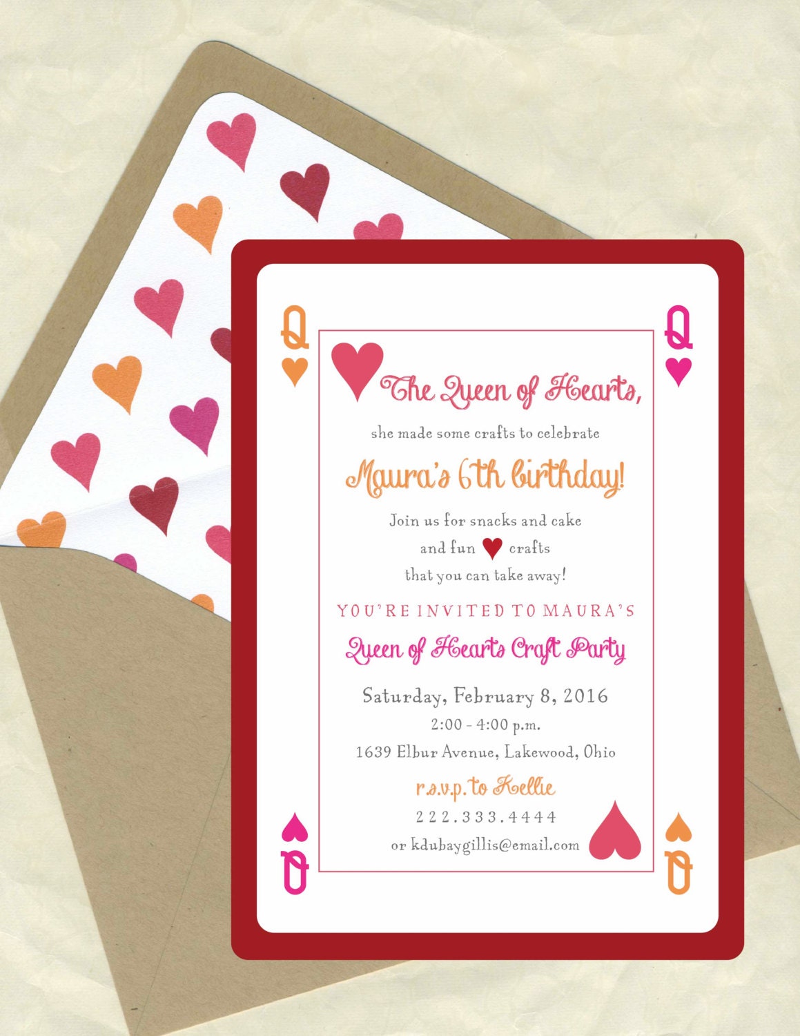 Queen of Hearts Birthday Invitations by bbinvitations on Etsy