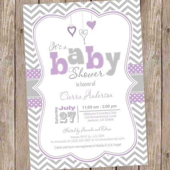 Purple And Gray Baby Shower Invitations 7