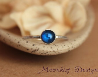 Blue Sapphire Engagement Ring or Promise Ring - Bezel-Set Blue Sapphire Solitaire in Sterling - Bridesmaid Ring - September Birthstone