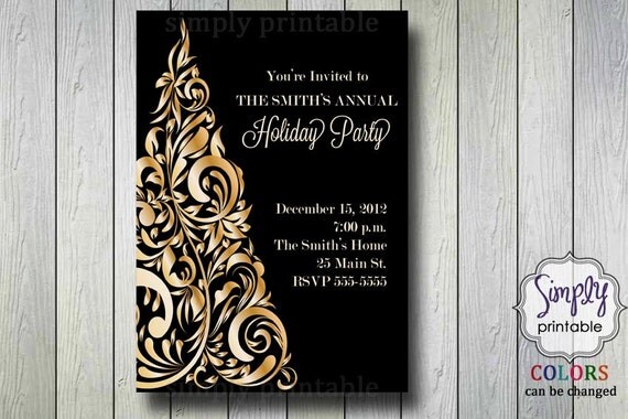 Gold Christmas Party Invite Il_570xn